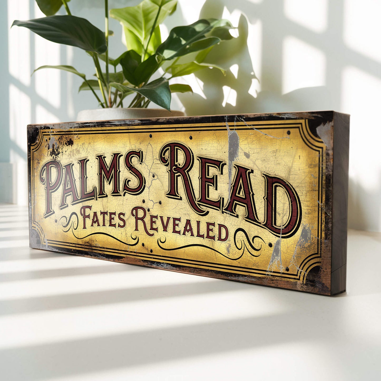 Palms Read Fortune Teller Circus Style Wooden Wall Sign