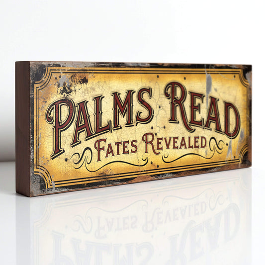 Palms Read Fortune Teller Circus Style Wooden Wall Sign