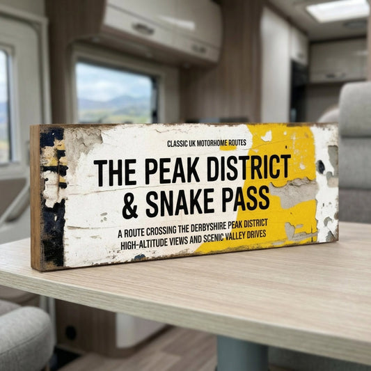 Peak District & Snake Pass Classic UK Motorhome Route Sign