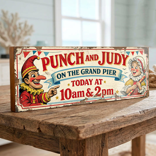 Punch and Judy Grand Pier Seaside Vintage Style Sign