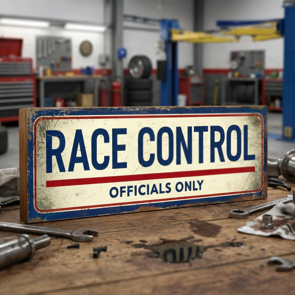 Race Control Officials Only Retro Style Motor Racing Sign