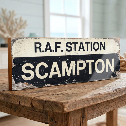 RAF Station Scampton Wooden Sign