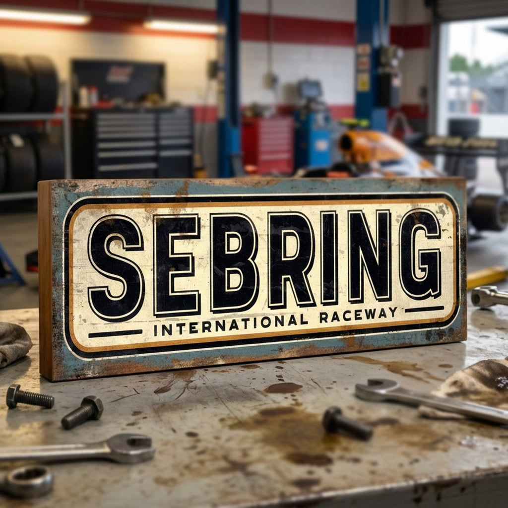 Sebring International Raceway : Vintage Style Tribute Sign – Suffolk Signs