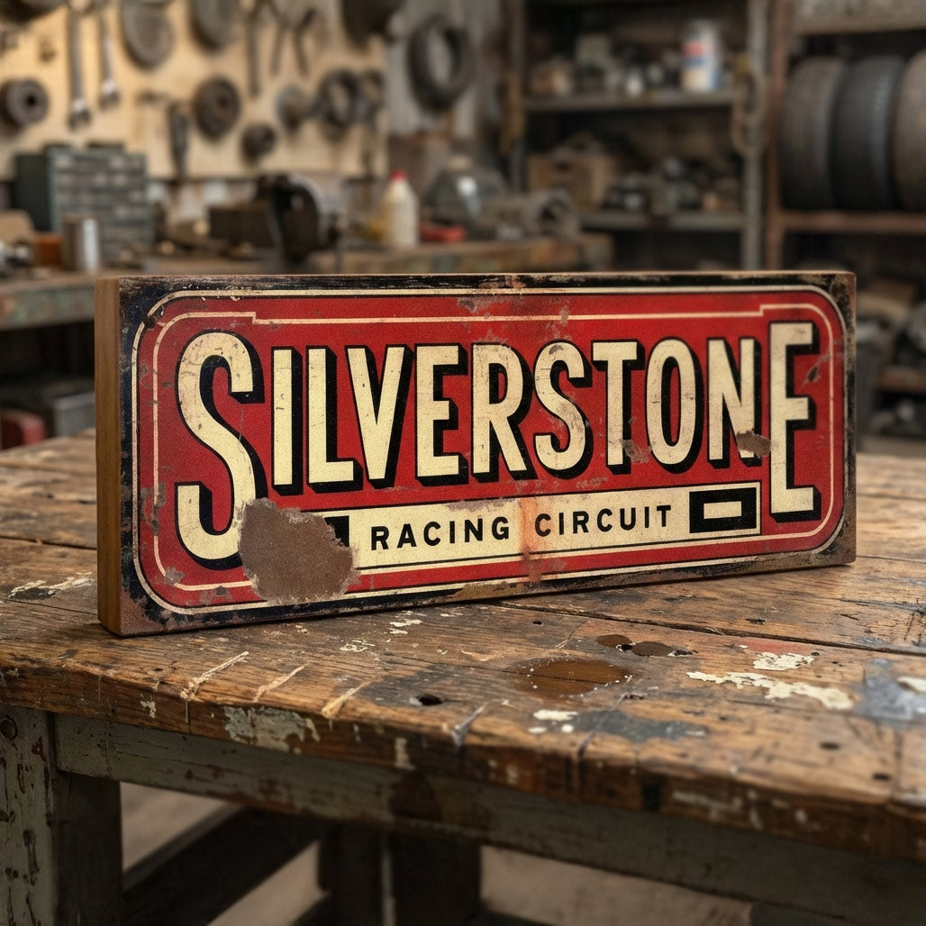 Silverstone Racing Circuit : Vintage Style Tribute Sign