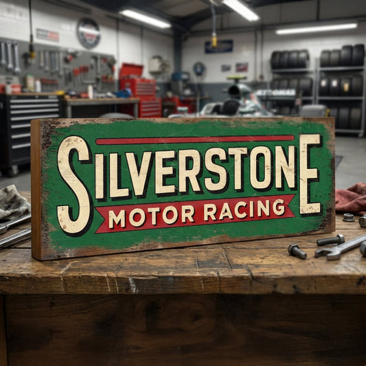 Silverstone Motor Racing : Vintage Style Tribute Sign