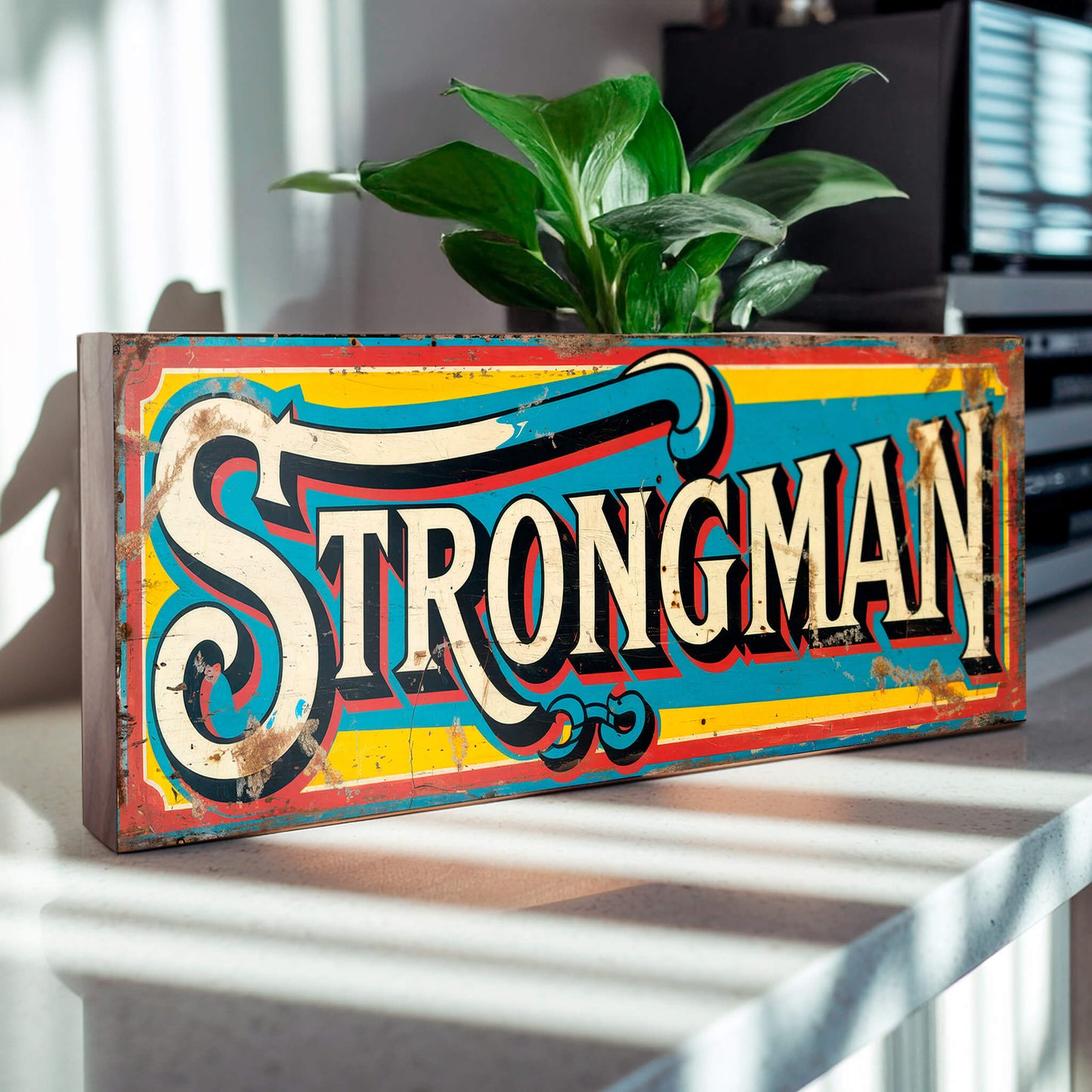Strongman Circus Sign – Retro Fairground Sideshow Decor