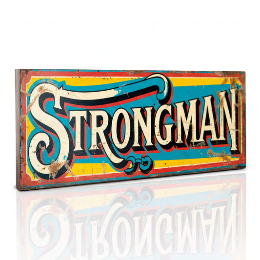 Strongman Circus Sign – Retro Fairground Sideshow Decor
