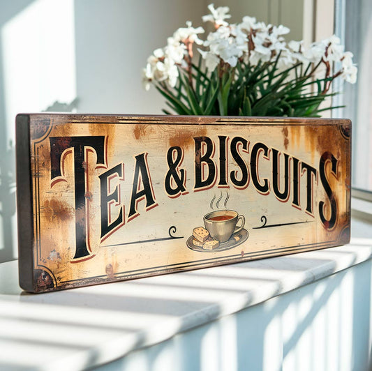 Tea and Biscuits - Vintage Style Kitchen Sign