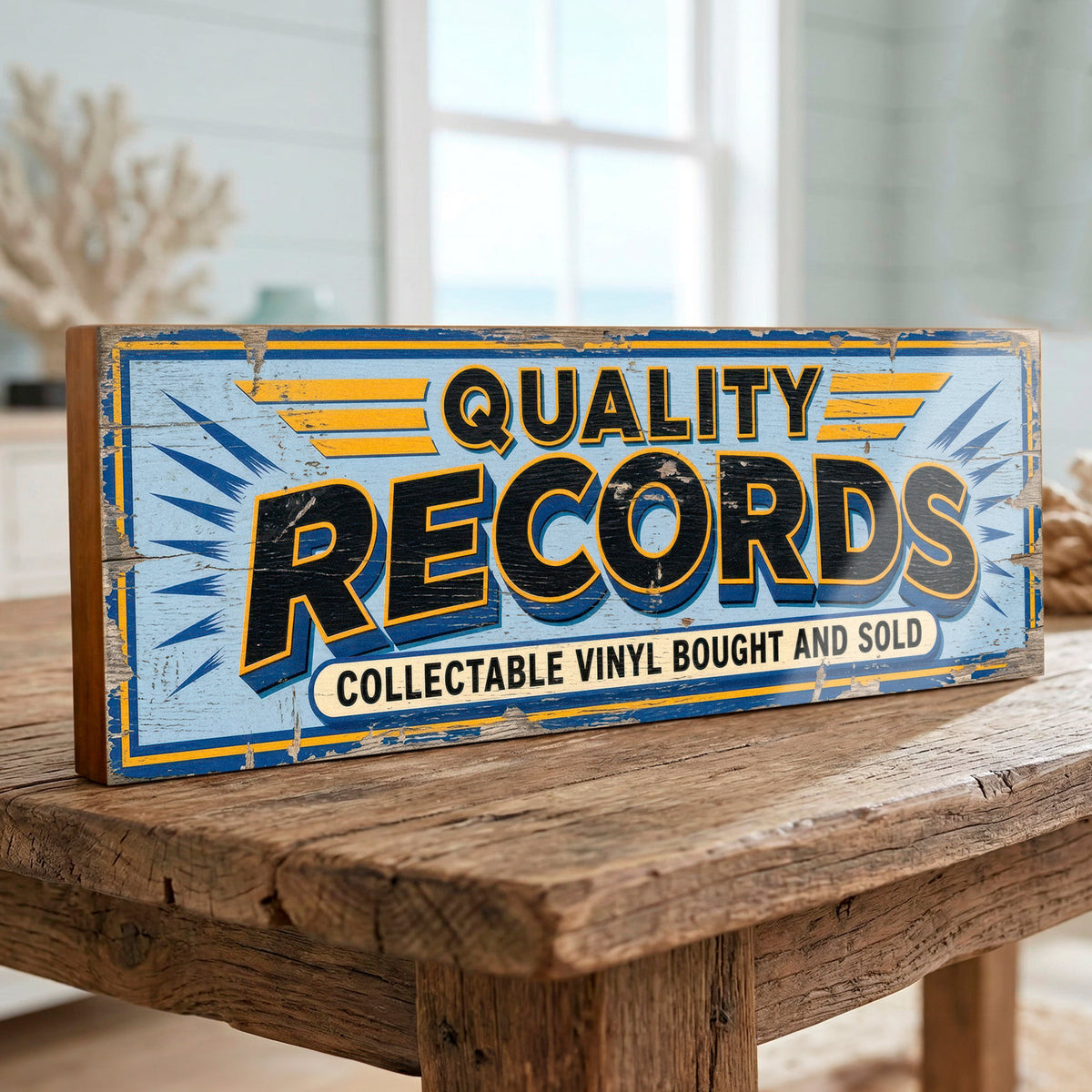 Quality Records Retro Vinyl Shop Sign Collectable Vinyl Bought and Sold