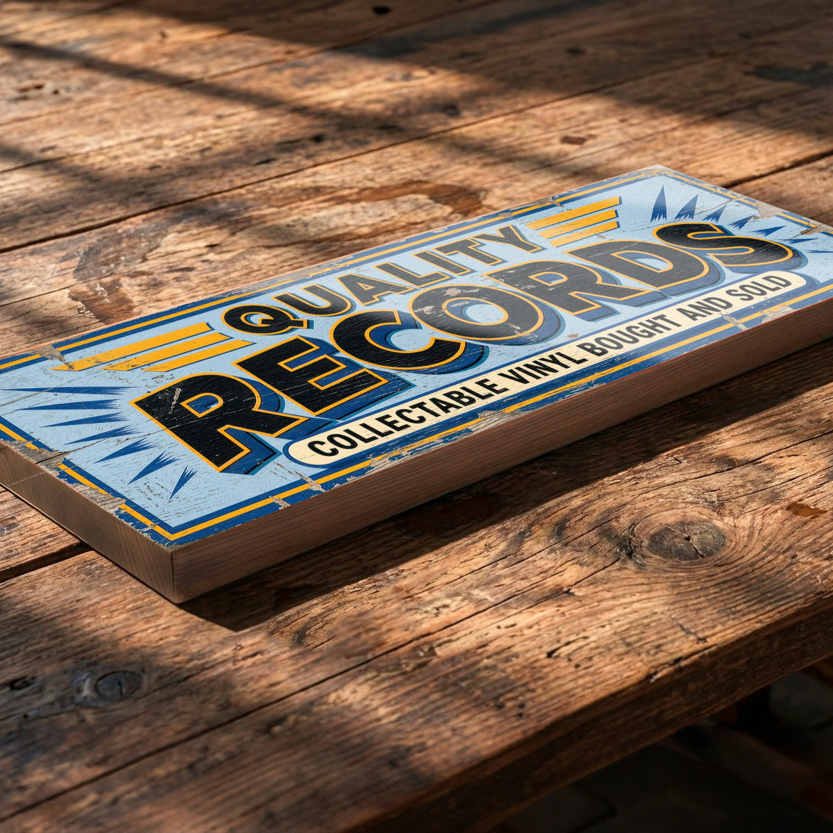 Quality Records Retro Vinyl Shop Sign Collectable Vinyl Bought and Sold