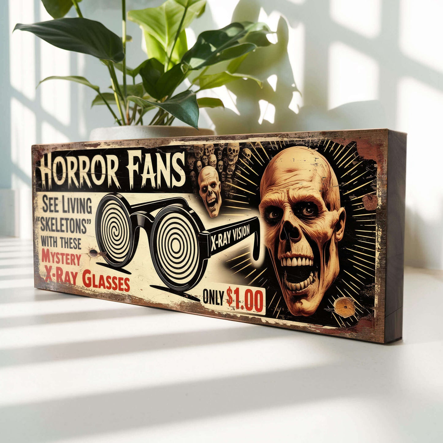 Horror Fans Mystery X-Ray Glasses Retro Comic Book Advert Sign