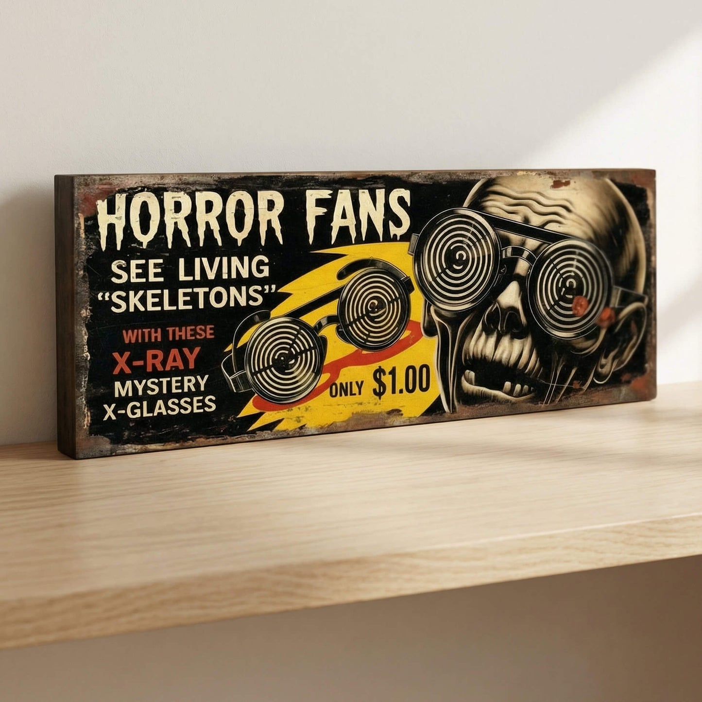 Horror Fans Mystery X-Ray Glasses Retro Comic Advert Sign