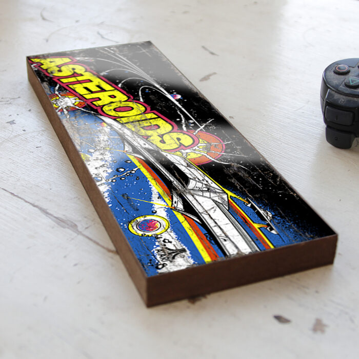asteroids retro gaming wooden sign