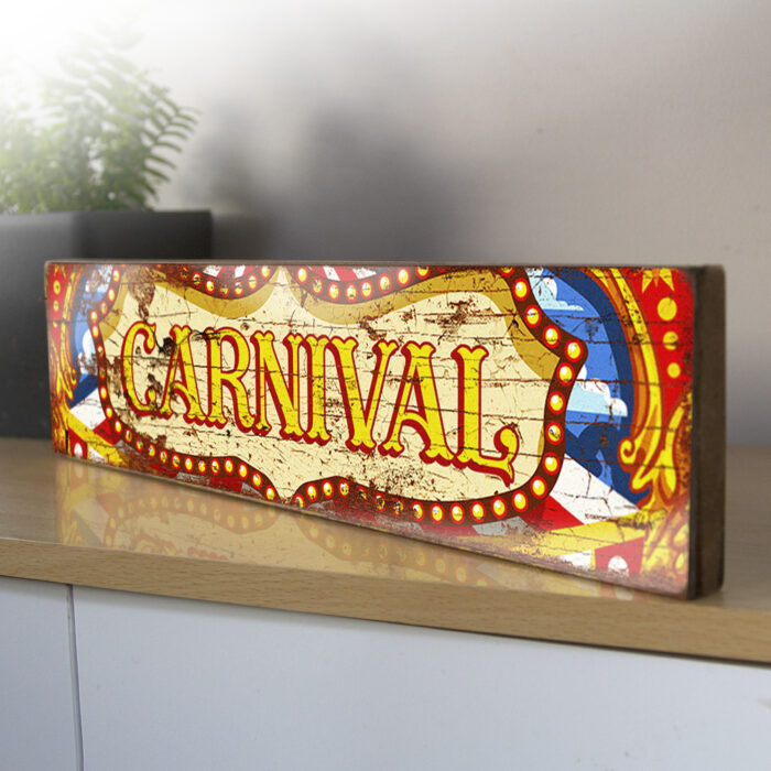 Carnival fun fair retro style wood sign