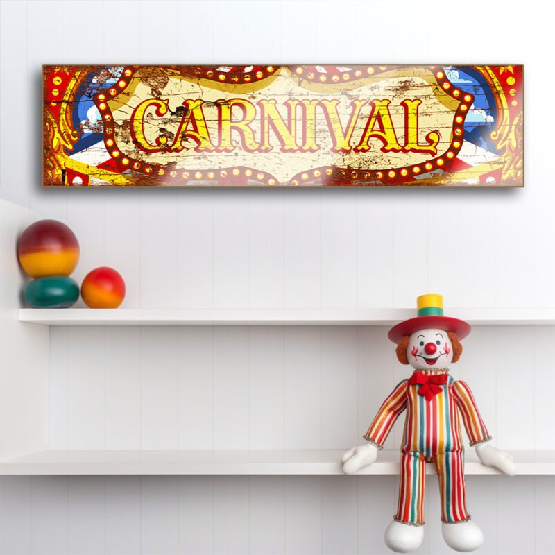 Carnival fun fair retro style wood sign