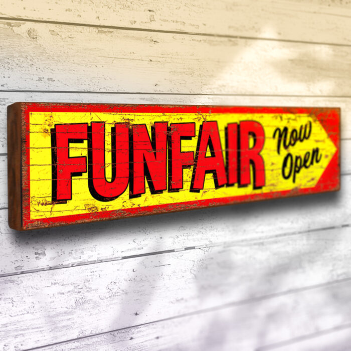Funfair now open sign