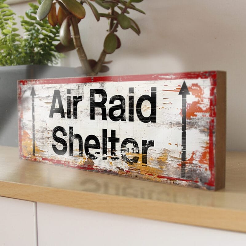 Air Raid Shelter Sign, retro style WW2 bunker wall plaque