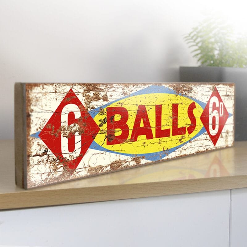 Vintage Style Funfair Ball Game Colourful Sign