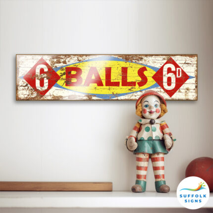 Vintage Style Funfair Ball Game Colourful Sign