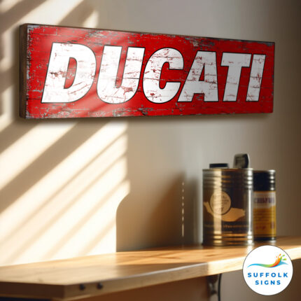Ducati Motorcycle Garage Mancave Wooden sign