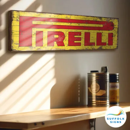 Pirelli vintage style garage motorsport wooden sign