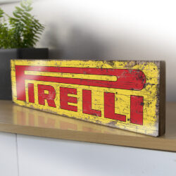 Pirelli vintage style garage motorsport wooden sign