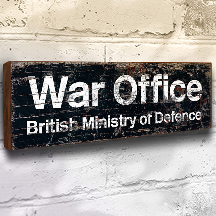 War Office British Ministry of Defence Wooden Sign