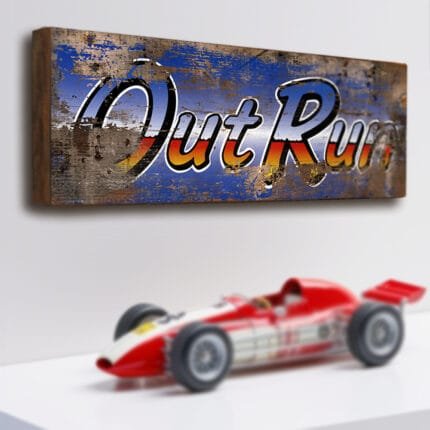 Outrun arcade racing game sign