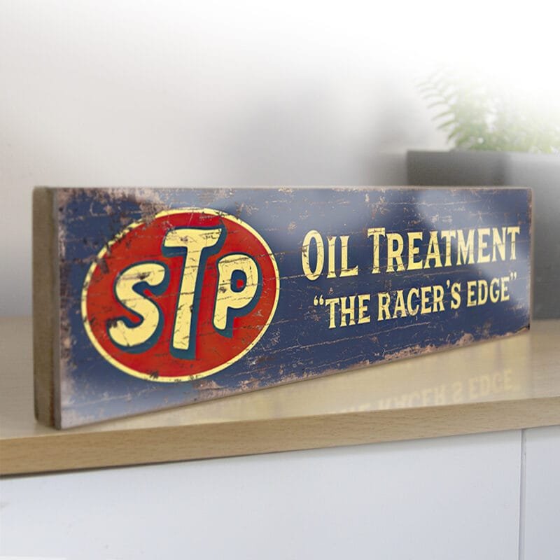 STP Motor Oil Treatment Sign. Vintage Style Advertising Sign