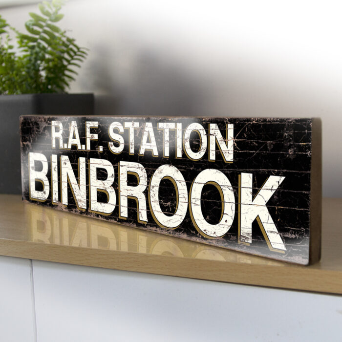 RAF Station Binbrook vintage style wood sign. Suffolk Signs
