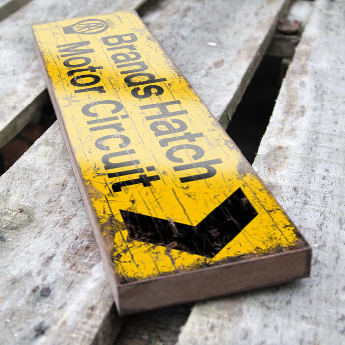 Brands Hatch motor circuit wooden sign. Suffolk Signs