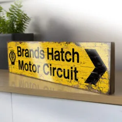 Brands Hatch motor circuit wooden sign. Suffolk Signs