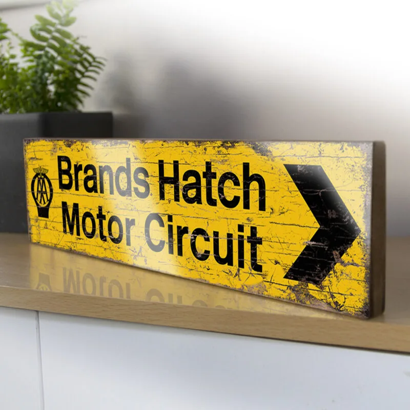 Brands Hatch motor circuit wooden sign. Suffolk Signs