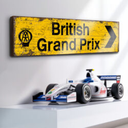 British Grand Prix AA Road Direction Wooden Sign. Suffolk Signs