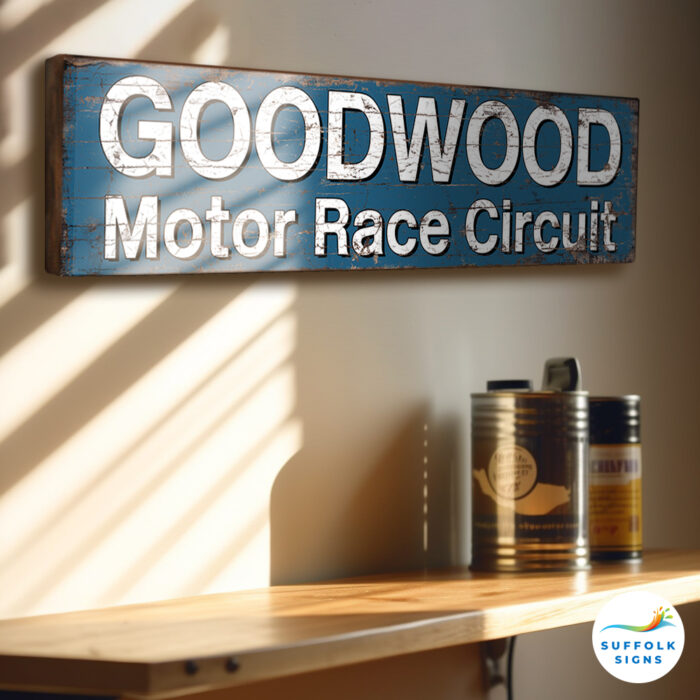Goodwood Motor Circuit Vintage Style Sign - Capture the Thrill of Motorsport History