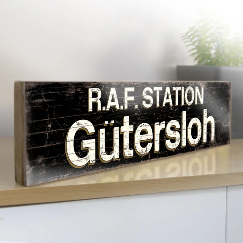 Retro RAF Station Gutersloh Sign - Capturing the Nostalgic Charm of Aviation History