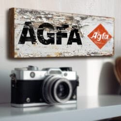 Agfa retro style handmade wooden shop sign