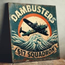 Dambusters 617 Squadron Sign Vintage Style Lancaster Bomber Raid Wood Panel