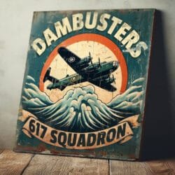 Dambusters 617 Squadron Sign Vintage Style Lancaster Bomber Raid Wood Panel