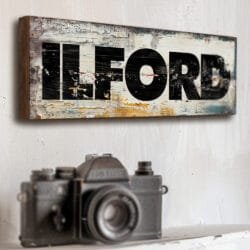 Ilford retro style film logo sign