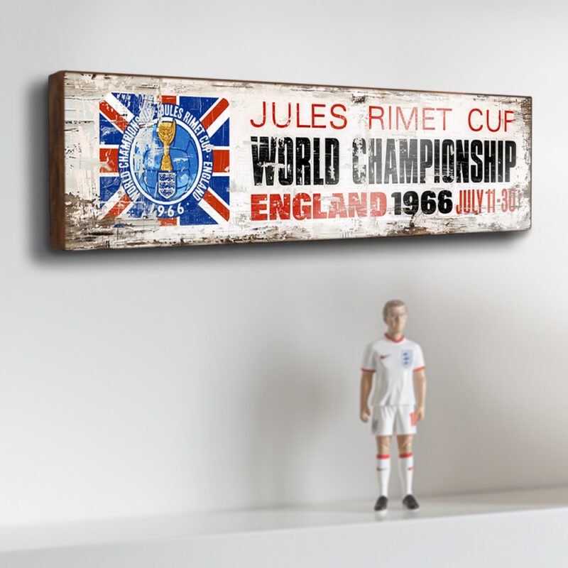 Jules Rimet Cup World Championship England 1966 Retro Style Wooden Sign