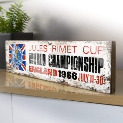 Jules Rimet Cup World Championship England 1966 Retro Style Wooden Sign