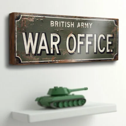 British Army war office wooden sign