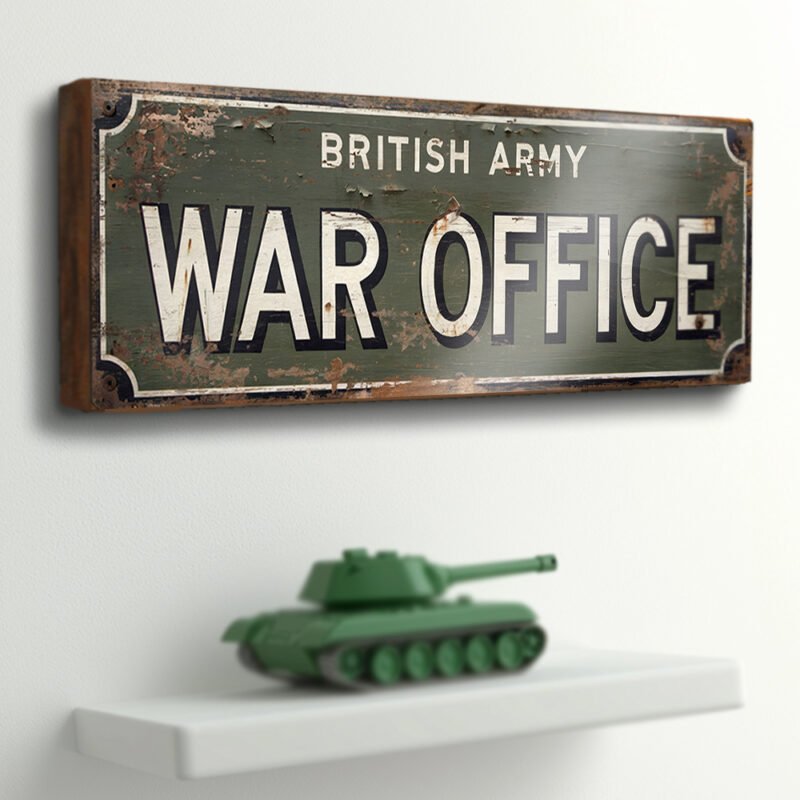 British Army war office wooden sign