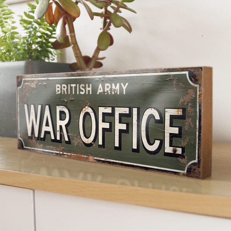 British Army war office wooden sign