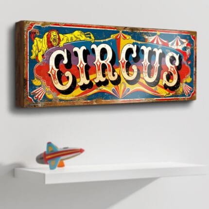 Retro circus wooden wall sign for funfair-themed home decor