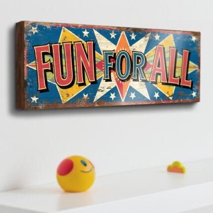 Retro Fun For All wooden sign for funfair-themed home decor