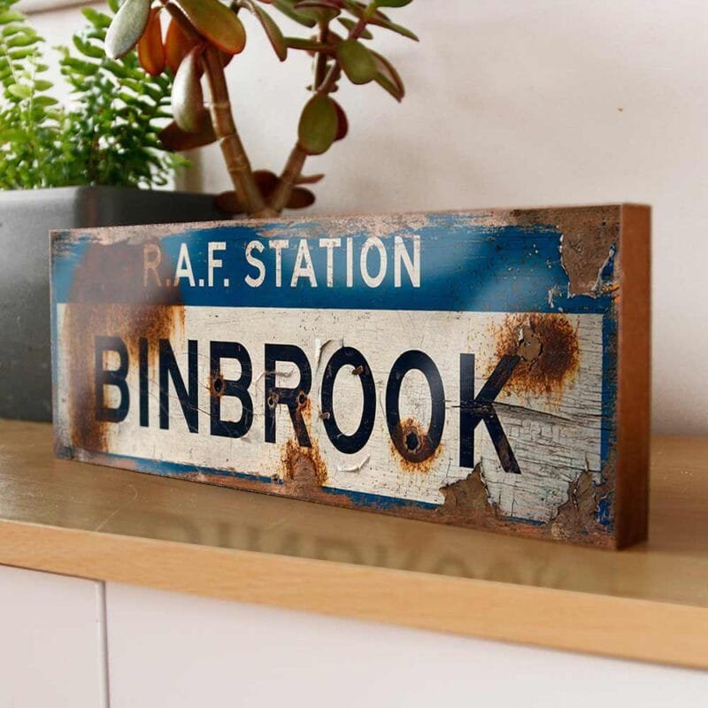 RAF Station Binbrook retro style handmade wooden sign