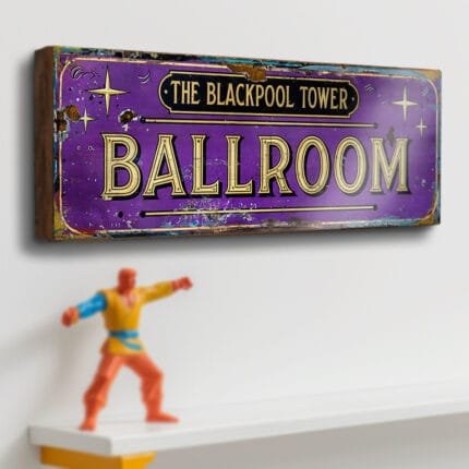 Retro Blackpool Tower wooden sign for seaside inspired home decor