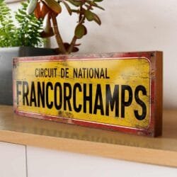 Retro Francorchamps racing circuit wooden sign for motorsport decor